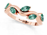 Rose gold Marquise Green Sapphire Twisted Band with Prong Setting_7