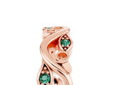 Rose gold Marquise Green Sapphire Vine Eternity Band with Bezel Setting_11