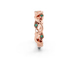 Rose gold Marquise Green Sapphire Vine Eternity Band with Bezel Setting_8