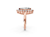 Rose gold Marquise Halo Cluster Diamond Engagement Ring with Prong Setting and Polished Band_22