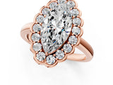 Rose gold Marquise Halo Cluster Diamond Engagement Ring with Solitaire Band and Prong Setting_49