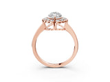 Rose gold Marquise Halo Cluster Diamond Engagement Ring with Solitaire Band and Prong Setting_51