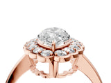 Rose gold Marquise Halo Cluster Diamond Engagement Ring with Solitaire Band and Prong Setting_52