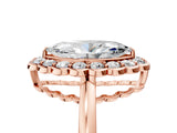 Rose gold Marquise Halo Cluster Diamond Engagement Ring with Solitaire Band and Prong Setting_53