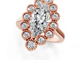 Rose gold Marquise Halo Diamond Cluster Engagement Ring with Milgrain Bezel Setting and Solitaire Band_28