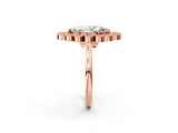 Rose gold Marquise Halo Diamond Cluster Engagement Ring with Milgrain Bezel Setting and Solitaire Band_29
