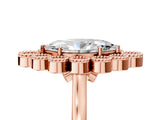 Rose gold Marquise Halo Diamond Cluster Engagement Ring with Milgrain Bezel Setting and Solitaire Band_32