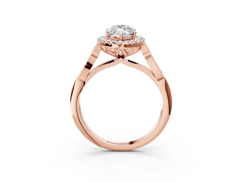Rose gold Marquise Halo Diamond Engagement Ring with Filigree Band and Four-Prong Setting_24