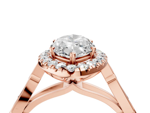 Rose gold Marquise Halo Diamond Engagement Ring with Filigree Band and Four-Prong Setting_25