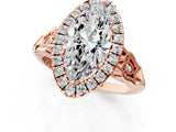 Rose gold Marquise Halo Diamond Engagement Ring with Filigree Band and Four-Prong Setting_82