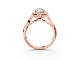 Rose gold Marquise Halo Diamond Engagement Ring with Filigree Band and Four-Prong Setting_84