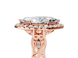 Rose gold Marquise Halo Diamond Engagement Ring with Filigree Band and Four-Prong Setting_86