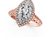 Rose gold Marquise Halo Diamond Engagement Ring with Intricate Filigree Band and Four-Prong Setting_38