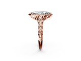 Rose gold Marquise Halo Diamond Engagement Ring with Intricate Filigree Band and Four-Prong Setting_39