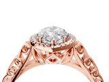 Rose gold Marquise Halo Diamond Engagement Ring with Intricate Filigree Band and Four-Prong Setting_41