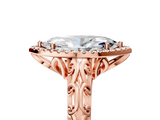 Rose gold Marquise Halo Diamond Engagement Ring with Intricate Filigree Band and Four-Prong Setting_42