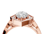 Rose gold Marquise Halo Diamond Engagement Ring with Milgrain Band and Four-Prong Setting_56