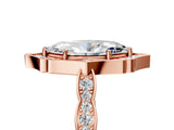 Rose gold Marquise Halo Diamond Engagement Ring with Milgrain Band and Four-Prong Setting_57