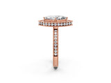 Rose gold Marquise Halo Diamond Engagement Ring with Milgrain Pave Band and Four-Prong Setting_137