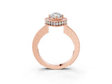 Rose gold Marquise Halo Diamond Engagement Ring with Milgrain Pave Band and Four-Prong Setting_138