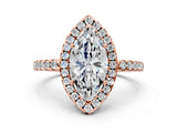 Rose gold Marquise Halo Diamond Engagement Ring with Pavé Band and Four-Prong Setting_111