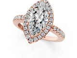 Rose gold Marquise Halo Diamond Engagement Ring with Pavé Band and Four-Prong Setting_112