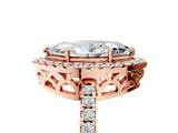 Rose gold Marquise Halo Diamond Engagement Ring with Pavé Band and Four-Prong Setting_116