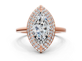 Rose gold Marquise Halo Diamond Engagement Ring with Solitaire Band and Four-Prong Setting_20