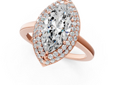 Rose gold Marquise Halo Diamond Engagement Ring with Solitaire Band and Four-Prong Setting_21
