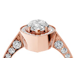 Rose gold Marquise Halo Diamond Engagement Ring with Split Shank Band and Four-Prong Setting_10