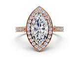 Rose gold Marquise Halo Diamond Engagement Ring with Split Shank Band and Four-Prong Setting_6
