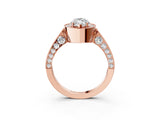 Rose gold Marquise Halo Diamond Engagement Ring with Split Shank Band and Four-Prong Setting_9