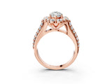 Rose gold Marquise Halo Diamond Engagement Ring with Split Shank and Prong Setting_69