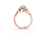 Rose gold Marquise Halo Diamond Engagement Ring with Twisted Band and Four-Prong Setting 3