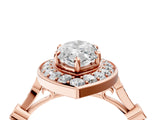 Rose gold Marquise Halo Diamond Engagement Ring with Twisted Band and Four-Prong Setting 4