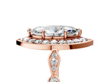 Rose gold Marquise Halo Diamond Engagement Ring with Twisted Band and Four-Prong Setting 5