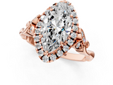 Rose gold Marquise Halo Diamond Engagement Ring with Vintage-Inspired Band and Four-Prong Setting_4