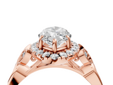 Rose gold Marquise Halo Diamond Engagement Ring with Vintage-Inspired Band and Four-Prong Setting_7
