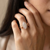 Rose gold Marquise Halo Diamond Floral Band with Four-Prong Setting_14