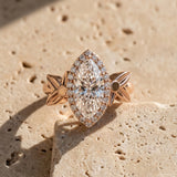 Rose gold Marquise Halo Diamond Floral Band with Four-Prong Setting_15