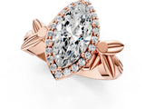 Rose gold Marquise Halo Diamond Floral Band with Four-Prong Setting_77