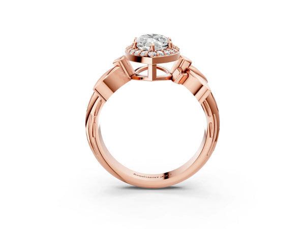 Rose gold Marquise Halo Diamond Floral Band with Four-Prong Setting