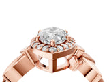 Rose gold Marquise Halo Diamond Floral Band with Four-Prong Setting_80