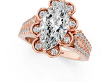 Rose gold Marquise Halo Diamond Floral Split Shank Engagement Ring 1