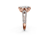 Rose gold Marquise Halo Diamond Floral Split Shank Engagement Ring 2