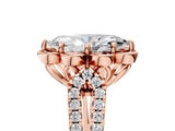 Rose gold Marquise Halo Diamond Floral Split Shank Engagement Ring 5