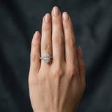Rose gold Marquise Halo Diamond Pavé Band Ring with Prong Setting_12