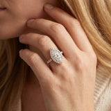 Rose gold Marquise Halo Diamond Pavé Band Ring with Prong Setting_14