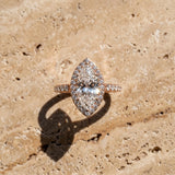Rose gold Marquise Halo Diamond Pavé Band Ring with Prong Setting_15