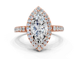Rose gold Marquise Halo Diamond Pavé Band Ring with Prong Setting_24